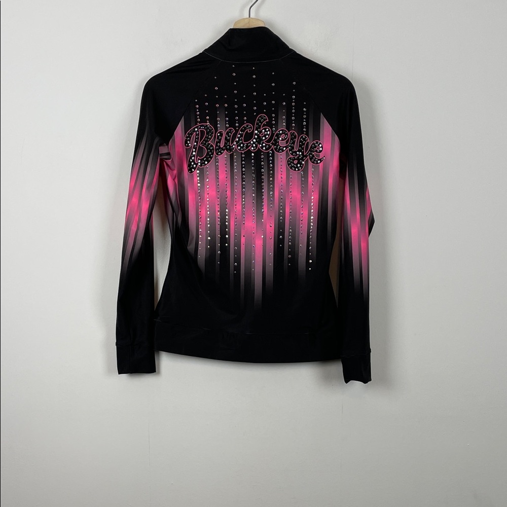 Zone Pro Athletic Black and Pink Rhinestone Spellout Women's S Buckeye Jacket